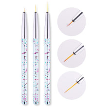 Load image into Gallery viewer, 3Pcs French Stripe Nail Art Liner Brush Set 3D Tips Line Stripes DIY Drawing Pen UV Gel Brushes Painting Pen Manicure Tools