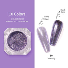 Load image into Gallery viewer, 1Box Nail Mirror Glitter Powder Metallic Colorful Dust Metal Effect Nail Glitter Gold Nail Art UV Gel Polish Chrome Flakes Dust