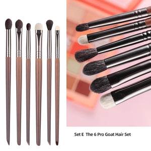 OVW Cosmetic 2/6 pcs Makeup Eye Shadow Brush Set Goat Hair Tool Ultra Soft Make Up Tapered Blender Diffuse Kit Cut Crease Brush