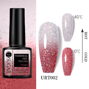 UR SUGAR 7.5ml Thermal Ultra-thin Glitter Gel Soak Off UV Gel Color-chaging Snowflake Temperature Color Change Nail Art Varnish