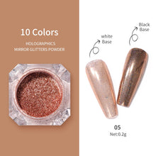 Load image into Gallery viewer, 1Box Nail Mirror Glitter Powder Metallic Colorful Dust Metal Effect Nail Glitter Gold Nail Art UV Gel Polish Chrome Flakes Dust