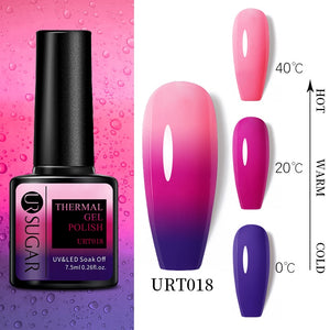 UR SUGAR 7.5ml Thermal Ultra-thin Glitter Gel Soak Off UV Gel Color-chaging Snowflake Temperature Color Change Nail Art Varnish