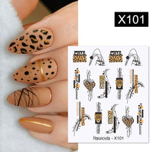 Load image into Gallery viewer, Harunouta Black Lines Flower Leaves Water Decals Stickers Floral Face Marble Pattern Slider For Nails Summer Nail Art Decoration
