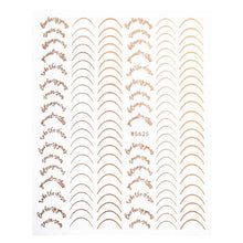 Load image into Gallery viewer, 1pc Gold Silver 3D Nail Stickers Metal Black Geometric Tassel Strip Line Adhesive Transfer Decals Nail Art DIY Design Decoration