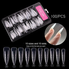 Load image into Gallery viewer, 100 Pcs Poly Nail Gel Quick Building Mold Tips Nail Dual Forms Finger Extension Nail Art UV Builder Easy Find Nail Tools