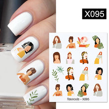 Load image into Gallery viewer, Harunouta Black Lines Flower Leaves Water Decals Stickers Floral Face Marble Pattern Slider For Nails Summer Nail Art Decoration