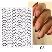 Load image into Gallery viewer, 1PC Silver Gold Lines Stripe 3D Nail Sticker Geometric Waved Star Heart Self Adhesive Slider Papers Nail Art Transfer Stickers
