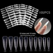 Load image into Gallery viewer, 100 Pcs Poly Nail Gel Quick Building Mold Tips Nail Dual Forms Finger Extension Nail Art UV Builder Easy Find Nail Tools