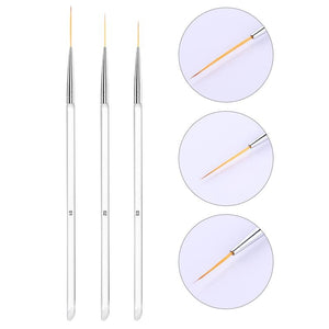 3Pcs French Stripe Nail Art Liner Brush Set 3D Tips Line Stripes DIY Drawing Pen UV Gel Brushes Painting Pen Manicure Tools