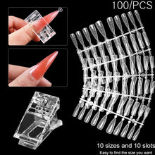 Load image into Gallery viewer, 100 Pcs Poly Nail Gel Quick Building Mold Tips Nail Dual Forms Finger Extension Nail Art UV Builder Easy Find Nail Tools