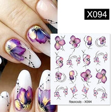 Load image into Gallery viewer, Harunouta 1 Sheet Nail Water Decals Transfer Lavender Spring Flower Leaves Nail Art Stickers Nail Art Manicure DIY