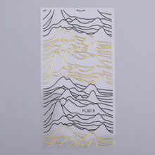 Load image into Gallery viewer, 1pc Gold Silver 3D Nail Stickers Metal Black Geometric Tassel Strip Line Adhesive Transfer Decals Nail Art DIY Design Decoration