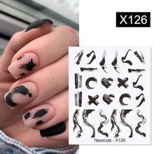 Load image into Gallery viewer, Harunouta Black Lines Flower Leaves Water Decals Stickers Floral Face Marble Pattern Slider For Nails Summer Nail Art Decoration