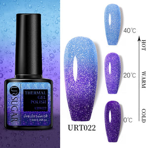UR SUGAR 7.5ml Thermal Ultra-thin Glitter Gel Soak Off UV Gel Color-chaging Snowflake Temperature Color Change Nail Art Varnish