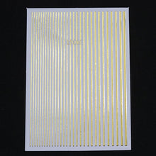 Load image into Gallery viewer, 1pc Gold Silver 3D Nail Stickers Metal Black Geometric Tassel Strip Line Adhesive Transfer Decals Nail Art DIY Design Decoration