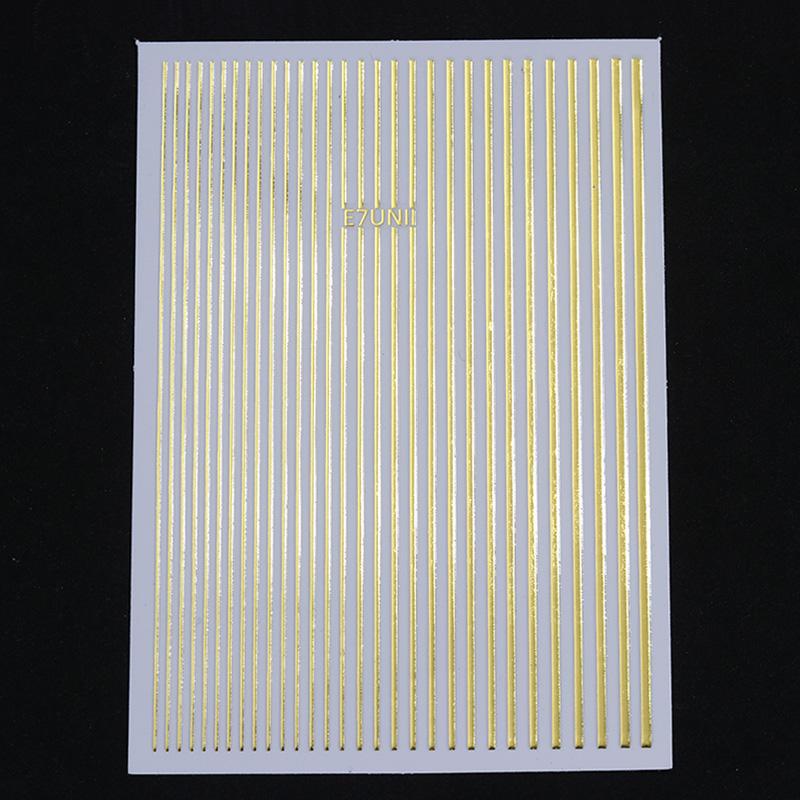 1pc Gold Silver 3D Nail Stickers Metal Black Geometric Tassel Strip Line Adhesive Transfer Decals Nail Art DIY Design Decoration