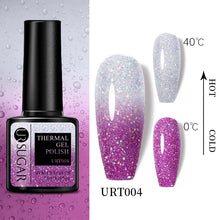 Load image into Gallery viewer, UR SUGAR 7.5ml Thermal Ultra-thin Glitter Gel Soak Off UV Gel Color-chaging Snowflake Temperature Color Change Nail Art Varnish