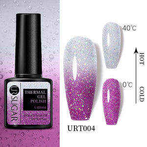 UR SUGAR 7.5ml Thermal Ultra-thin Glitter Gel Soak Off UV Gel Color-chaging Snowflake Temperature Color Change Nail Art Varnish
