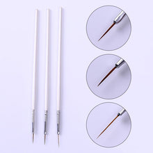 Load image into Gallery viewer, 3Pcs French Stripe Nail Art Liner Brush Set 3D Tips Line Stripes DIY Drawing Pen UV Gel Brushes Painting Pen Manicure Tools