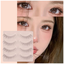 Load image into Gallery viewer, 4pairs Natural False Eyelashes Thin Band Hand Made Short Lighter Eyelash Cosplay Korean Fashion Wispy Extension Makeup Tools