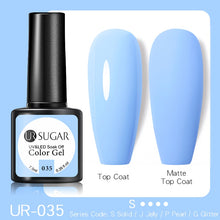 Load image into Gallery viewer, UR SUGAR 7.5ML Dark Blue Matte Top Coat Color UV Nail Gel Polish Semi Permanent Soak Off UV LED Gel Nail Gel Nail Art DIY Design