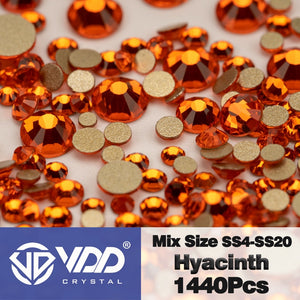 VDD SS4-SS20 Mix Size Clear Crystal Non HotFix Gold FlatBack Rhinestones Decorations DIY Glitter Stones 3D Nail Art Accessories
