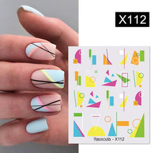 Load image into Gallery viewer, 1PC Silver Gold Lines Stripe 3D Nail Sticker Geometric Waved Star Heart Self Adhesive Slider Papers Nail Art Transfer Stickers