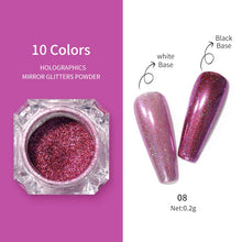 Load image into Gallery viewer, 1Box Nail Mirror Glitter Powder Metallic Colorful Dust Metal Effect Nail Glitter Gold Nail Art UV Gel Polish Chrome Flakes Dust