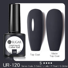 Load image into Gallery viewer, UR SUGAR 7.5ML Dark Blue Matte Top Coat Color UV Nail Gel Polish Semi Permanent Soak Off UV LED Gel Nail Gel Nail Art DIY Design