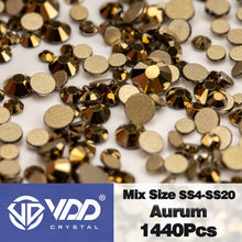 Load image into Gallery viewer, VDD SS4-SS20 Mix Size Clear Crystal Non HotFix Gold FlatBack Rhinestones Decorations DIY Glitter Stones 3D Nail Art Accessories