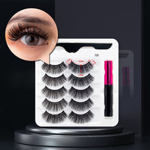 Load image into Gallery viewer, 3/5/7Pairs Magnetic Eyelashes False Lashes Repeated Use Eyelashes Waterproof Liquid Eyeliner With Tweezer Makeup Set