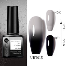 Load image into Gallery viewer, UR SUGAR 7.5ml Thermal Ultra-thin Glitter Gel Soak Off UV Gel Color-chaging Snowflake Temperature Color Change Nail Art Varnish