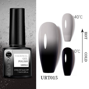 UR SUGAR 7.5ml Thermal Ultra-thin Glitter Gel Soak Off UV Gel Color-chaging Snowflake Temperature Color Change Nail Art Varnish