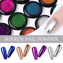 Load image into Gallery viewer, 1Box Nail Mirror Glitter Powder Metallic Colorful Dust Metal Effect Nail Glitter Gold Nail Art UV Gel Polish Chrome Flakes Dust