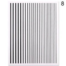 Load image into Gallery viewer, 1pc Gold Silver 3D Nail Stickers Metal Black Geometric Tassel Strip Line Adhesive Transfer Decals Nail Art DIY Design Decoration