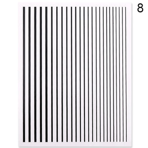 1pc Gold Silver 3D Nail Stickers Metal Black Geometric Tassel Strip Line Adhesive Transfer Decals Nail Art DIY Design Decoration