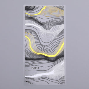 1PC Silver Gold Lines Stripe 3D Nail Sticker Geometric Waved Star Heart Self Adhesive Slider Papers Nail Art Transfer Stickers