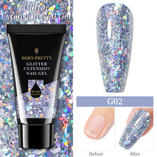 Load image into Gallery viewer, BORN PRETTY 30/20ml Glitter Acrylic Gel Finger Extension Silver Pink Extension Gel Soak Off Nail Art Gel Varnish