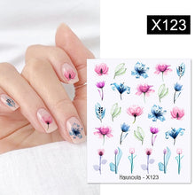 Load image into Gallery viewer, Harunouta Black Lines Flower Leaves Water Decals Stickers Floral Face Marble Pattern Slider For Nails Summer Nail Art Decoration