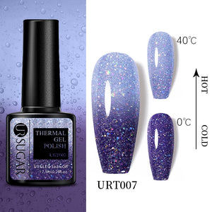 UR SUGAR 7.5ml Thermal Ultra-thin Glitter Gel Soak Off UV Gel Color-chaging Snowflake Temperature Color Change Nail Art Varnish