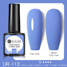 Load image into Gallery viewer, UR SUGAR 7.5ML Dark Blue Matte Top Coat Color UV Nail Gel Polish Semi Permanent Soak Off UV LED Gel Nail Gel Nail Art DIY Design