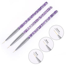 Load image into Gallery viewer, 3Pcs French Stripe Nail Art Liner Brush Set 3D Tips Line Stripes DIY Drawing Pen UV Gel Brushes Painting Pen Manicure Tools