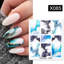 Load image into Gallery viewer, Harunouta Black Lines Flower Leaves Water Decals Stickers Floral Face Marble Pattern Slider For Nails Summer Nail Art Decoration