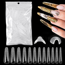 Load image into Gallery viewer, 100 Pcs Poly Nail Gel Quick Building Mold Tips Nail Dual Forms Finger Extension Nail Art UV Builder Easy Find Nail Tools