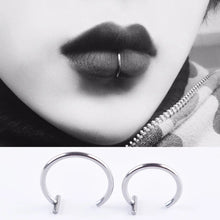 Load image into Gallery viewer, 2022 New Punk 8/10mm Titanium Steel Lip Rings Cuff Clip on Fake Labret Piercing Ear Nose Hoops Unisex Women Septum Body Jewelry