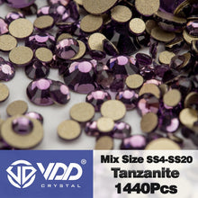 Load image into Gallery viewer, VDD SS4-SS20 Mix Size Clear Crystal Non HotFix Gold FlatBack Rhinestones Decorations DIY Glitter Stones 3D Nail Art Accessories