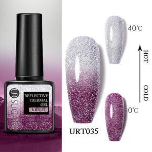 UR SUGAR 7.5ml Thermal Ultra-thin Glitter Gel Soak Off UV Gel Color-chaging Snowflake Temperature Color Change Nail Art Varnish