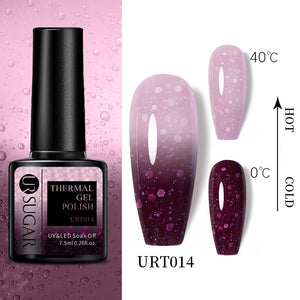UR SUGAR 7.5ml Thermal Ultra-thin Glitter Gel Soak Off UV Gel Color-chaging Snowflake Temperature Color Change Nail Art Varnish