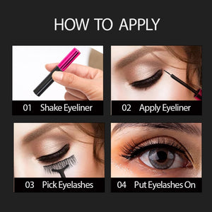 3/5/7Pairs Magnetic Eyelashes False Lashes Repeated Use Eyelashes Waterproof Liquid Eyeliner With Tweezer Makeup Set