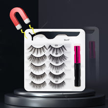 Load image into Gallery viewer, 3/5/7Pairs Magnetic Eyelashes False Lashes Repeated Use Eyelashes Waterproof Liquid Eyeliner With Tweezer Makeup Set
